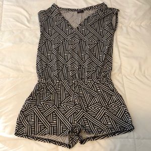 Material Girl Romper Black and White